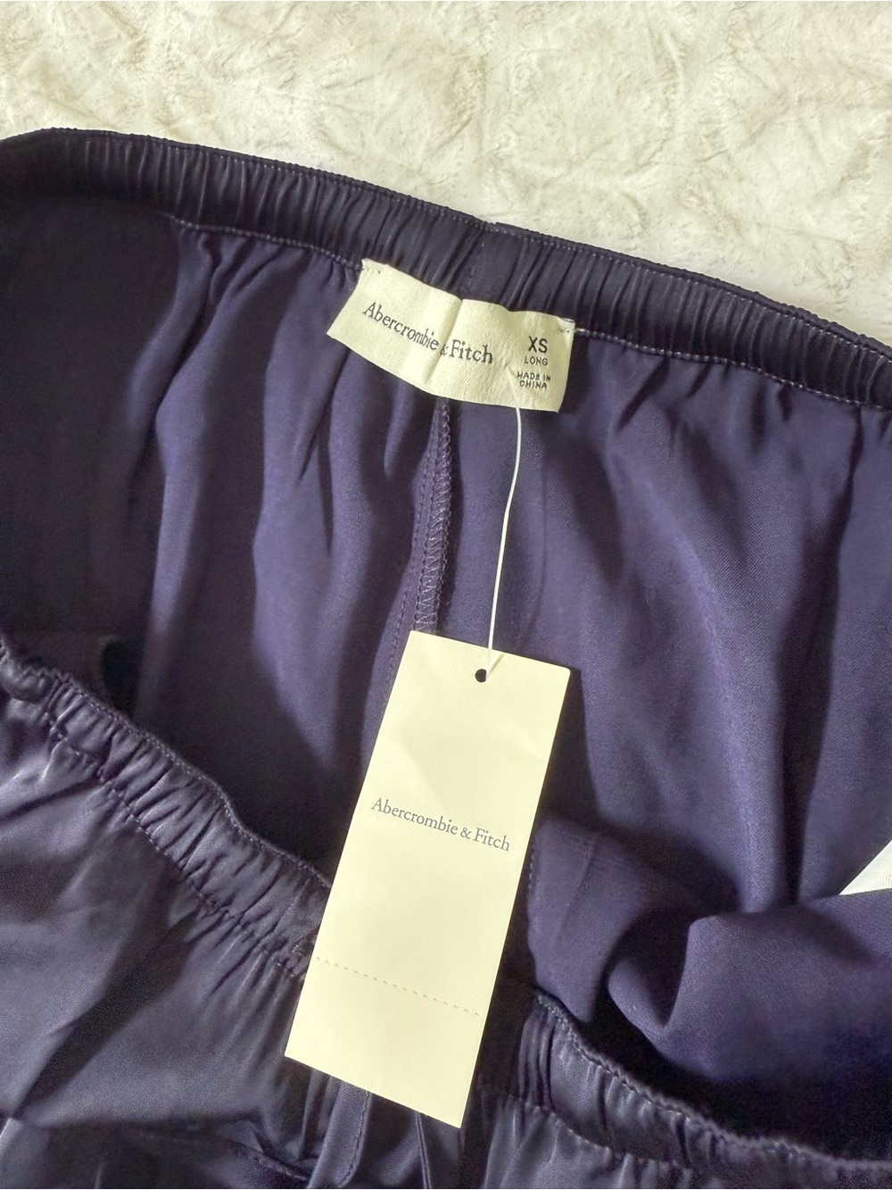 NWT Abercrombie & Fitch Navy Satin Wide-Leg Pants